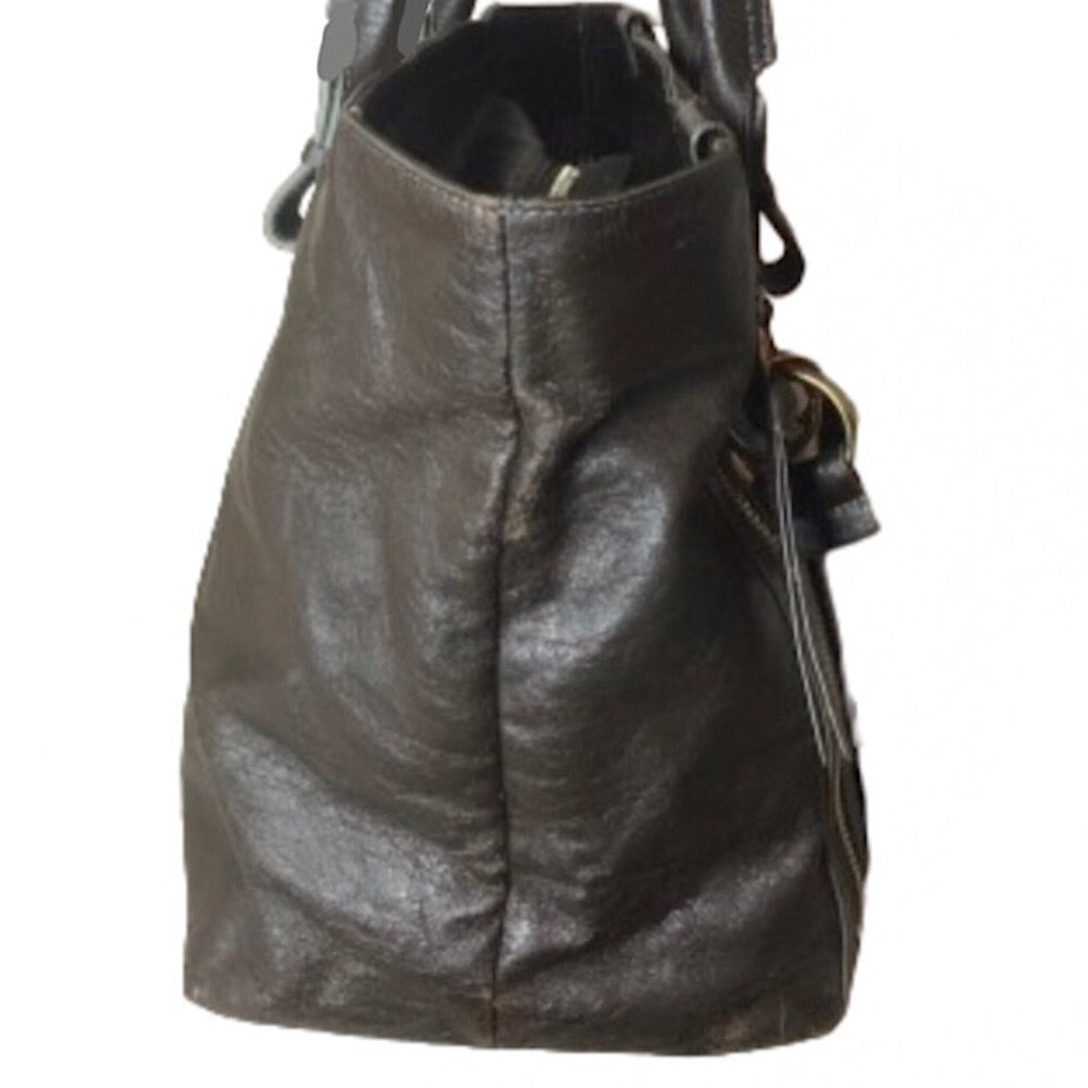 CHLOE ECLIPSE Logo Chocolate Brown Shoulder Bag with Exterior Zipper Pockets - Picture 15 of 16